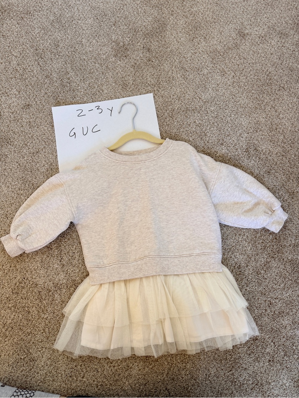 next Cream Sweatshirt Dress with Layered Tulle Skirt